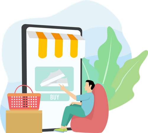 Man doing online shopping  Illustration