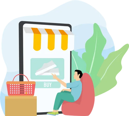 Man doing online shopping  Illustration