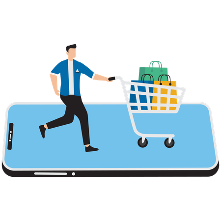 Man doing online shopping  Illustration