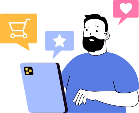 Man doing online shopping  Illustration