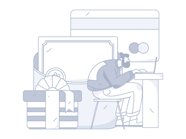 Man doing online shopping  Illustration