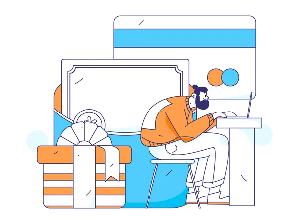 Man doing online shopping  Illustration