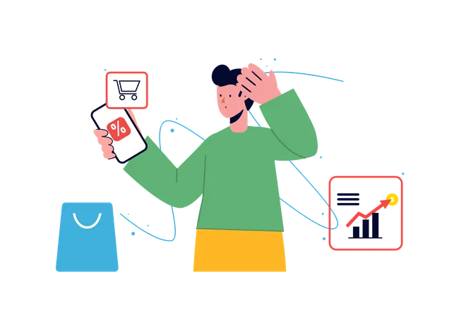 Man doing online shopping  Illustration