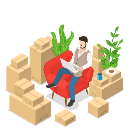 Man doing online shopping  Illustration