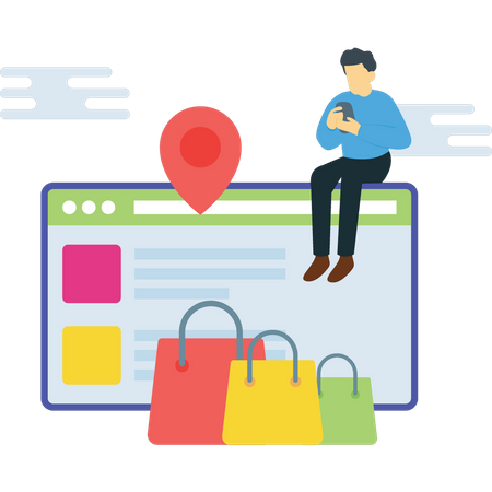 Man doing online shopping  Illustration