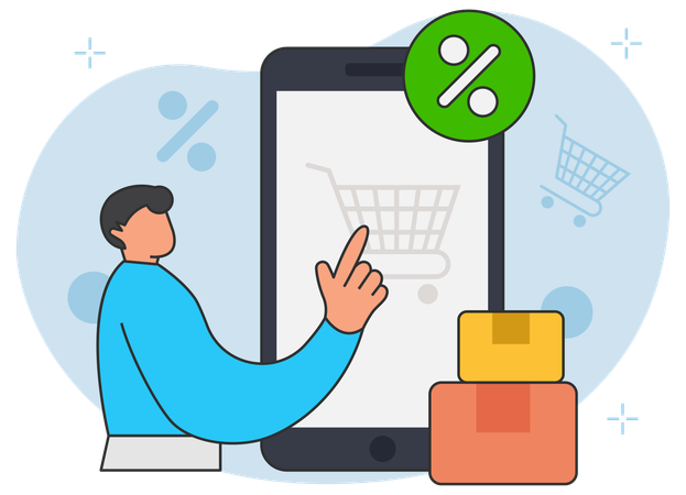 Man doing online shopping  Illustration