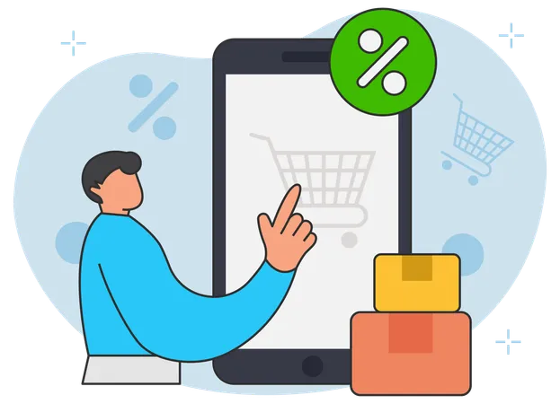 Man doing online shopping  Illustration