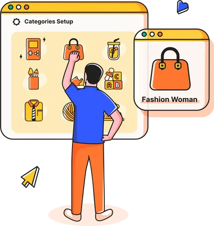 Man doing online shopping  Illustration