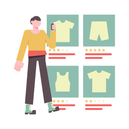 Man Doing Online Shopping  Illustration