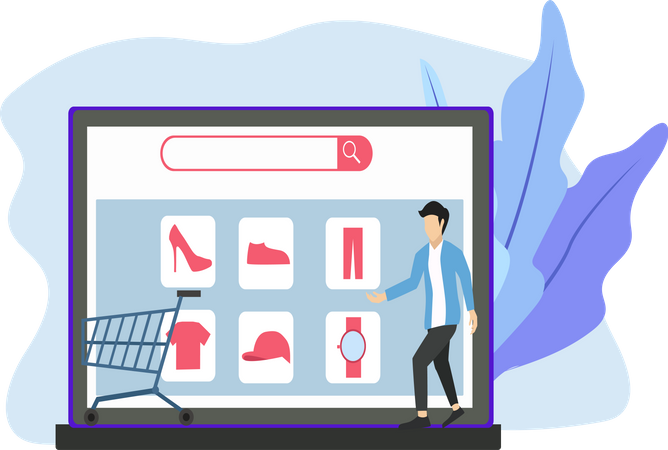 Man doing online shopping  Illustration