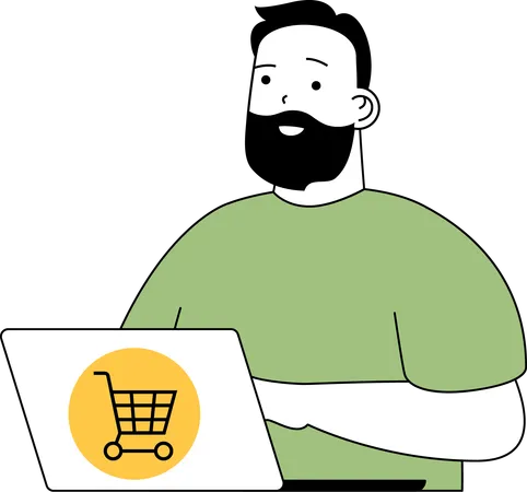 Man doing online shopping  Illustration