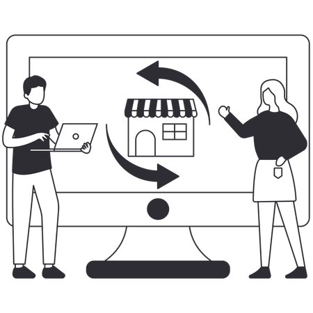 Man doing online shopping  Illustration