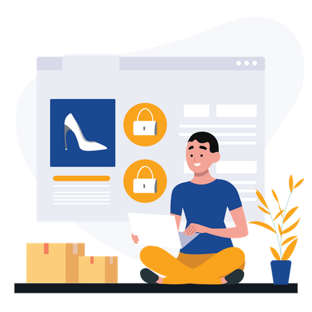 Man doing online shopping  Illustration