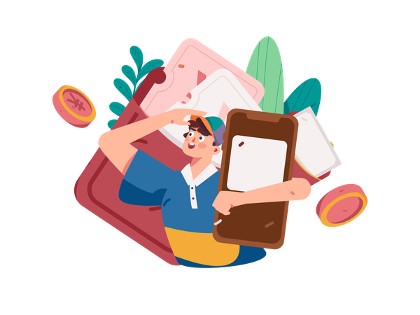 Man doing online shopping  Illustration