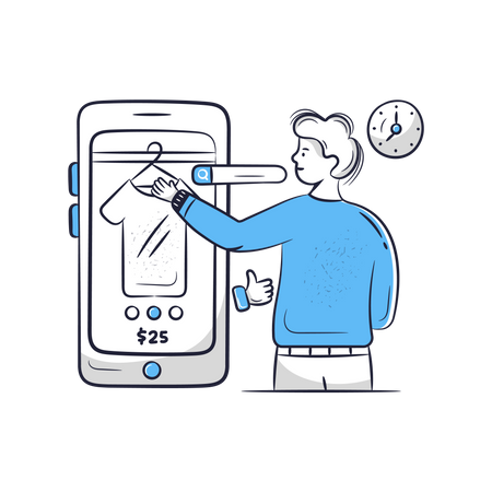 Man doing Online Shopping on mobile  Illustration