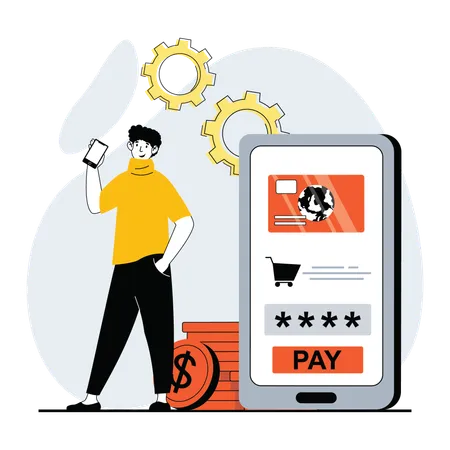 Man doing online shopping payment  Illustration