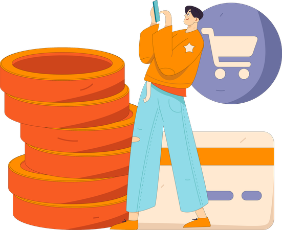 Man doing online shopping payment  Illustration