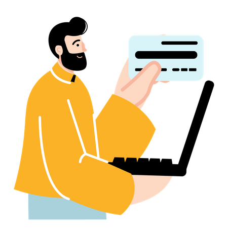 Man doing online shopping payment  Illustration