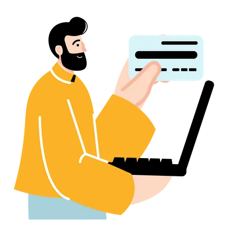 Man doing online shopping payment  Illustration