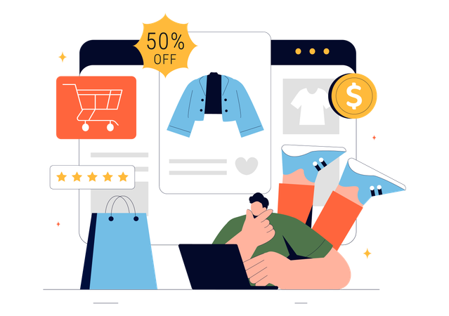 Man doing Online Shopping Payment  Illustration