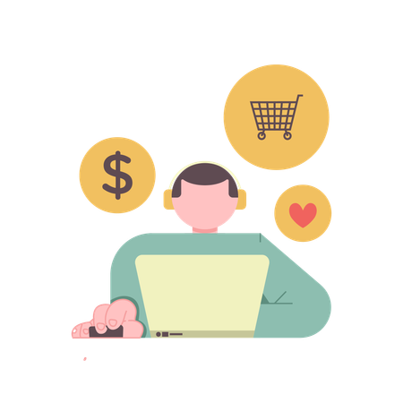 Man doing online shopping payment  Illustration