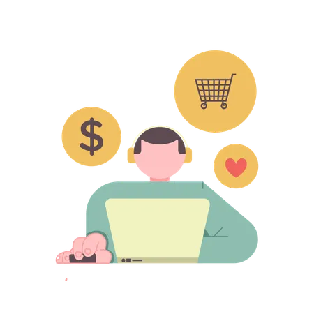 Man doing online shopping payment  Illustration