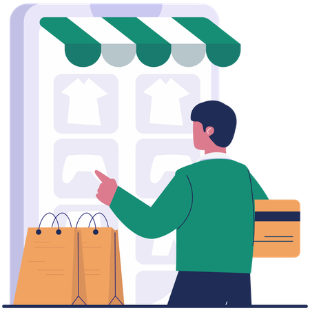 Man doing Online Shopping payment  Illustration