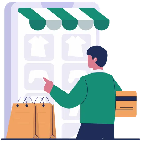 Man doing Online Shopping payment  Illustration