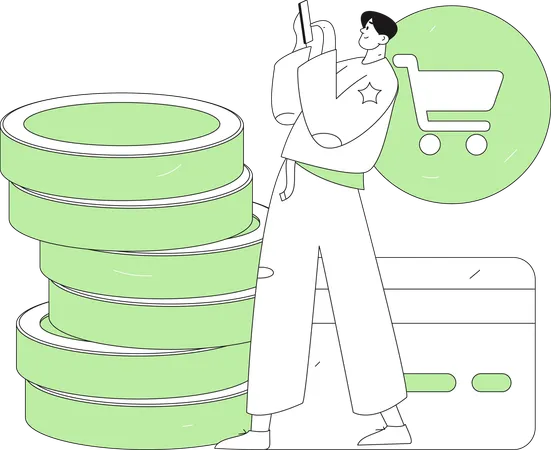 Man doing online shopping payment  Illustration