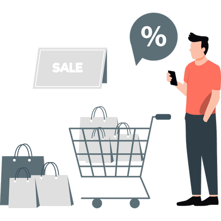 Man doing online shopping sale  Illustration