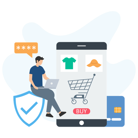 Man doing online shopping using mobile app  Illustration