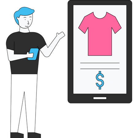 Man doing online shopping via app  Illustration