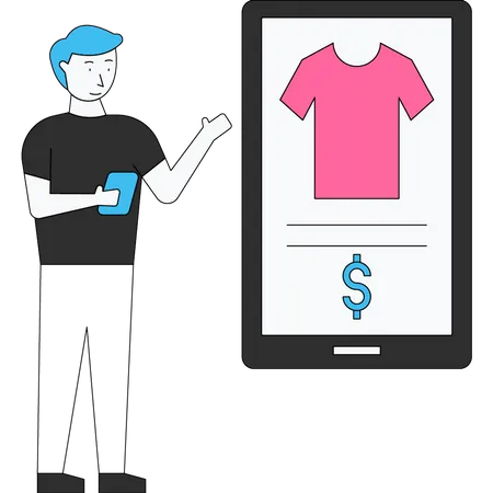 Man doing online shopping via app  Illustration