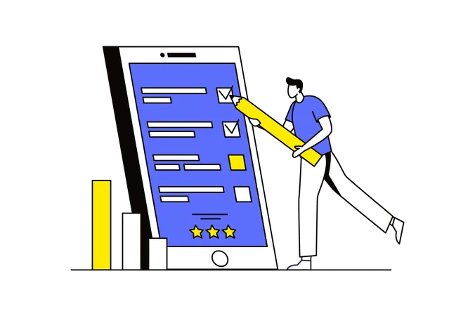 Man doing Online survey  Illustration