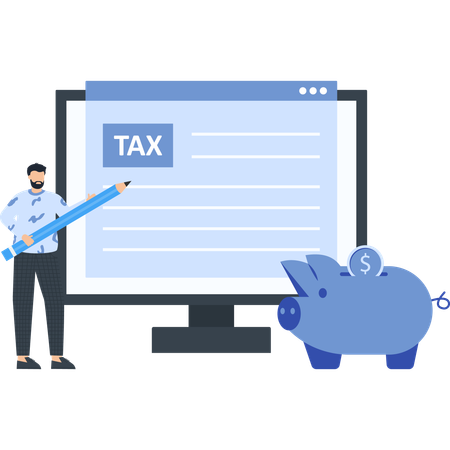 Man doing online tax payment  Illustration