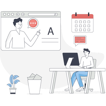 Man doing online teaching  Illustration