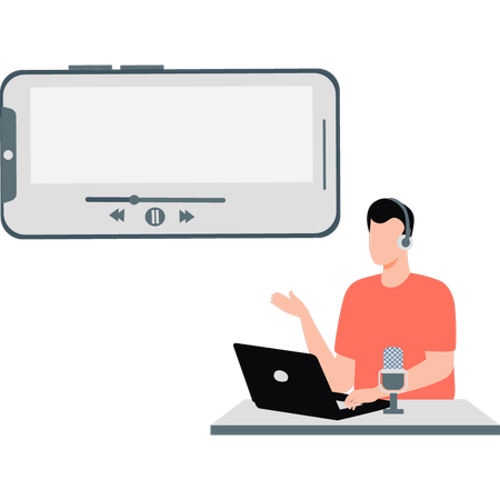 Man doing online team meeting  Illustration