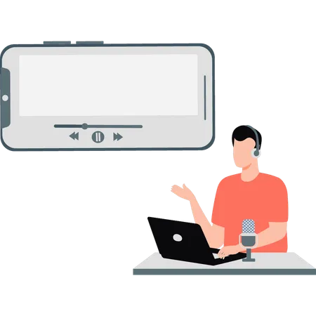 Man doing online team meeting  Illustration