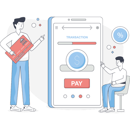 Man doing online transaction  Illustration