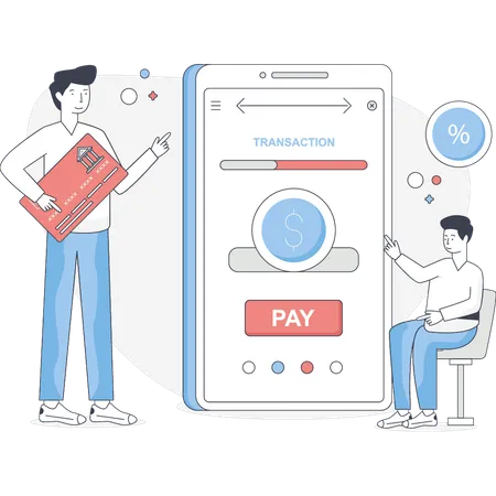 Man doing online transaction  Illustration