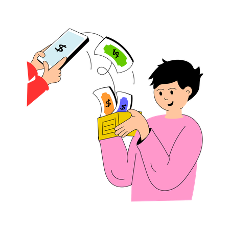 Man doing Online Transaction  Illustration