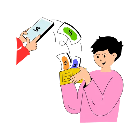 Man doing Online Transaction  Illustration