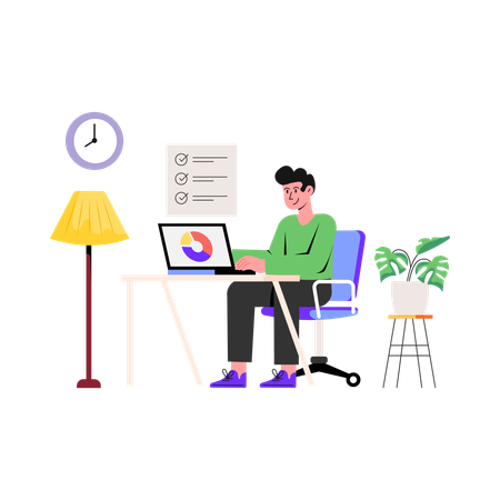 Man Doing Online Work  Illustration