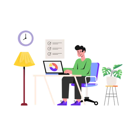 Man Doing Online Work  Illustration