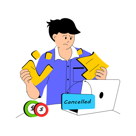 Man doing Order Cancelled  Illustration