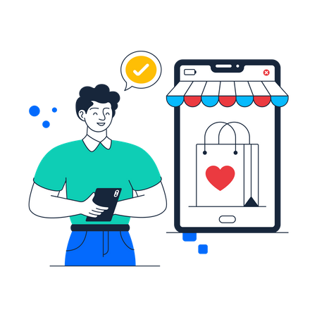 Man doing Order Confirmation  Illustration