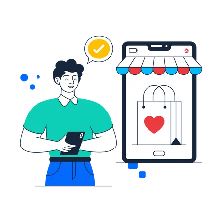 Man doing Order Confirmation  Illustration