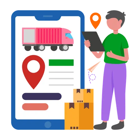 Man doing Order Tracking  Illustration