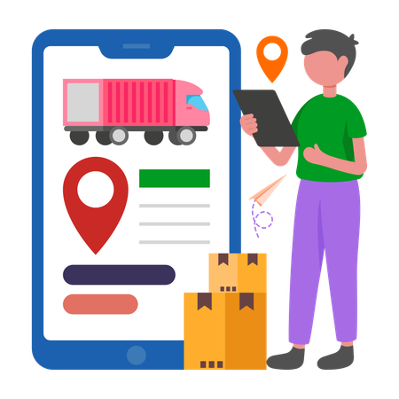 Man doing Order Tracking  Illustration