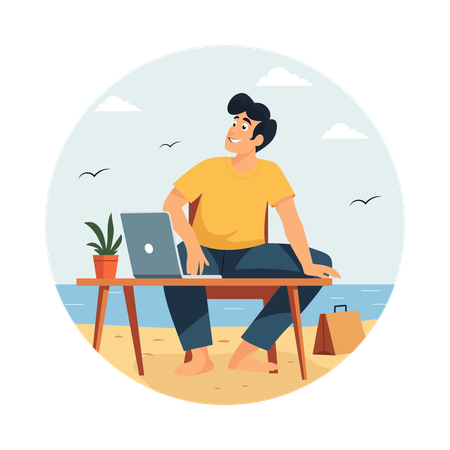 Man Doing Outdoor work  Illustration